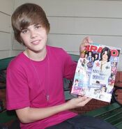 Justin Bieber holding Bravo magazine
