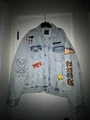 mixed media trucker jacket - bleached indigo $448