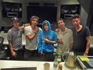 Justin Bieber with The Messengers in the studio 2010