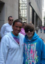 Justin Bieber with a fan at Rockefeller Center October 2009