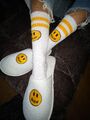 Striped Mascot Socks - White Golden