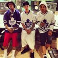 Lil Za, Justin Bieber and Maejor Ali Toronto Maple Leafs