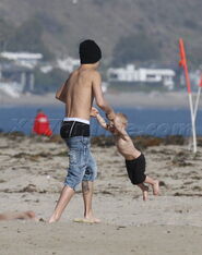 Justin Bieber playing with Jaxon Bieber