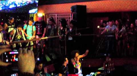 Justin bieber, selena gomez, lmfao shuffling at mtv afterparty