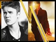 Page 8 of the booklet, with side by side photos of Bieber on it.