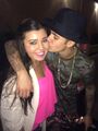 Justin Bieber kissing a fan on the cheek 2014