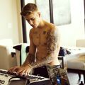 Justin Bieber playing piano