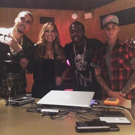 Justin Bieber in the studio with Mariah Carey