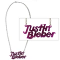 Justin Bieber Purple Acrylic Logo Necklace $12.99