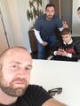 Patrick taking selfie with Justin Bieber and John