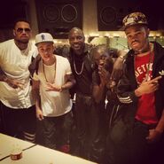 Justin Bieber in the studio with Akon