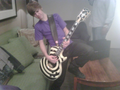 Justin Bieber playing on Dan's guitar