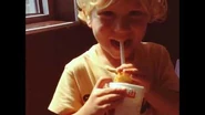 justinbieber "Jaxon drinking through chicken" via Instagram
