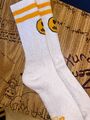 striped mascot socks - white / golden $12