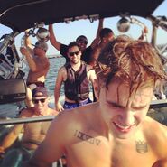 Justin on a boat