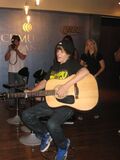 Justin singing on Q100