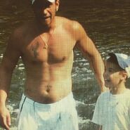 Shirtless dad and Justin