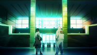 Kamamoto and Yata arrive at the school.