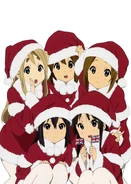 Azusa wearing a "Santa Claus costume".