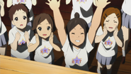 Keiko cheering on Ho-kago Tea Time.