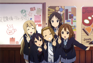 Azusa with her bandmates.