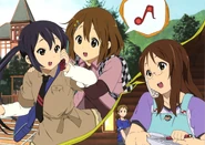 Azusa and Yui calling Sawako.