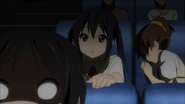 Mio passes out during the movie.