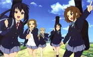 Azusa and her friends on the run.