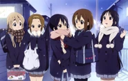 Mugi and her friends during winter.