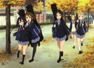 Azusa and her friends during autumn.