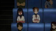 Azusa realises she fell asleep during the movie.