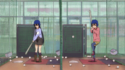 Azusa and Jun at the batting cage