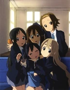 Azusa, her friends and their pet Ton.