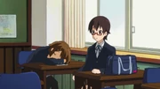 Yui sleeps at school