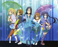 Azusa and HTT wielding umbrellas.