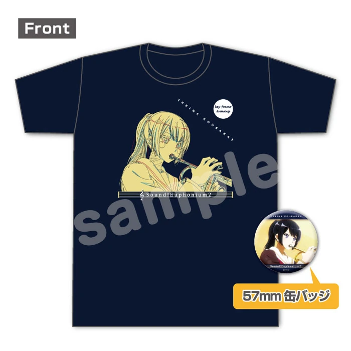 1201 Sound! Euphonium 2 Key Frame T-shirt with Can Badge (Reina