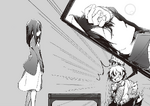 Kano disguised as Ayano questioning Haruka (-over the dimension-)