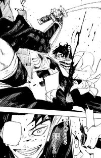 Hokuto severs Uruha's fingers