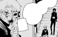 Hakuri threatning Hiyuki not to hurt Chihiro.