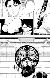 Sumi draws a mandala for teleportation.