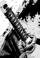 Kyora wielding Magatsumi in its sheathe