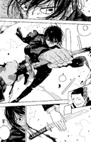 Hiyuki deceived by Chihiro's wakizashi.