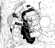 Hokuto creating multiple armor plates to protect himself.