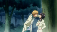 Usui and Misaki near a tree