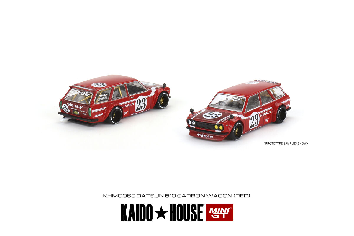 街道ハウス　MINIGT  510 WAGON CARBON FIBER V3 Mini GT Kaido House Datsun 510 Wagon Carbon Fiber V3 - Green