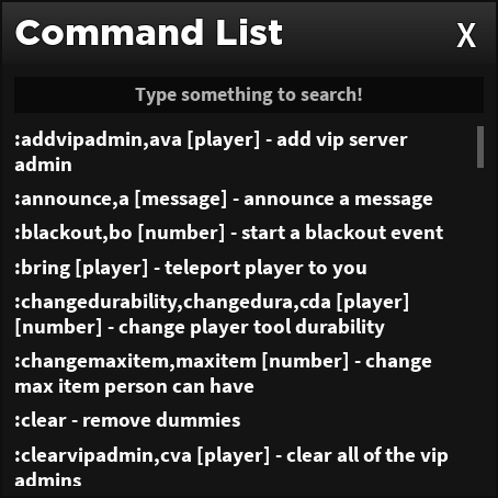 VIP Server Commands, Official Kaiju Paradise Wiki