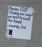 The removed note in the Bathroom.