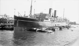 British merchant cruiser stuck in Port Said harbor during the Suez Crisis, 1925