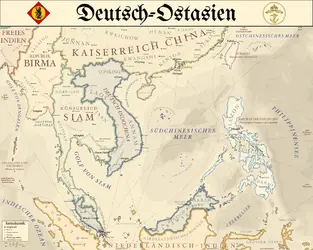 Map of German Indochina and Malaya