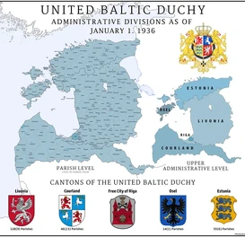 Map of the internal divisions of the United Baltic Duchy